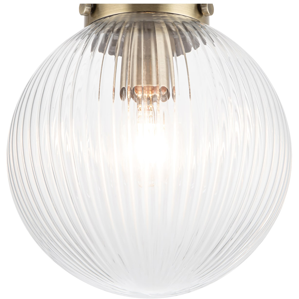 Cosylyte Finley Brushed Brass Ribbed Glass Ceiling Light Image 4