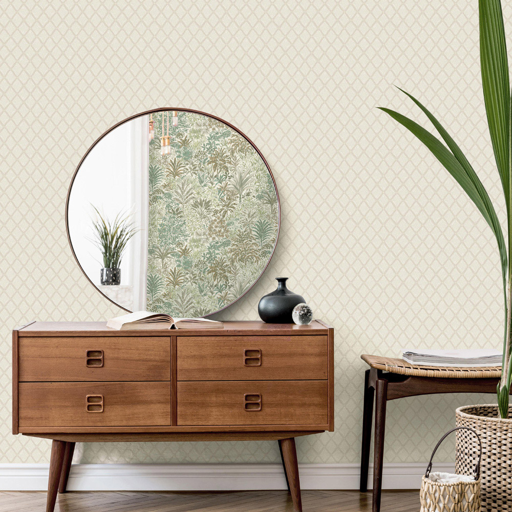 Vymura Santina Trellis Natural Vinyl Wallpaper Image 2
