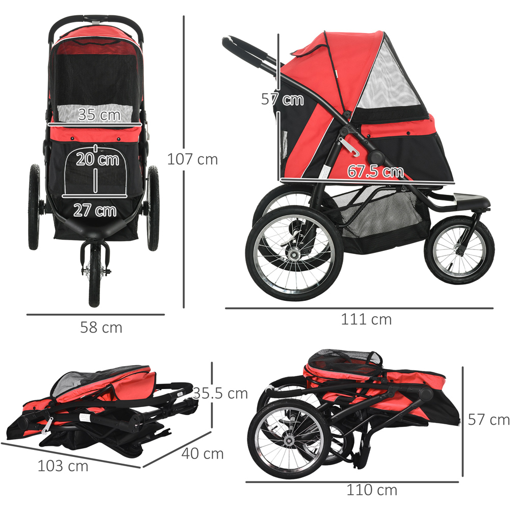 PawHut Red 3 Wheel Foldable Pet Stroller Image 7