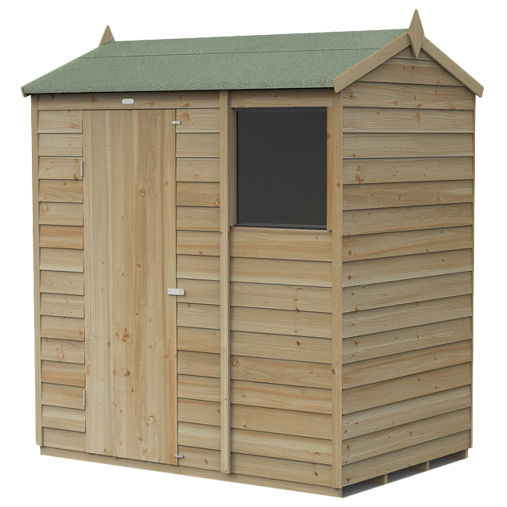 Forest Garden 4LIFE 6 x 4ft Single Door Single Window Reverse Apex Shed Image 1