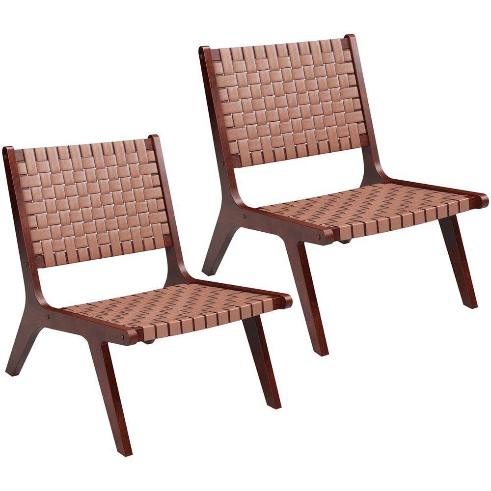 Costway Set of 2 Brown Accent Chair Image 2