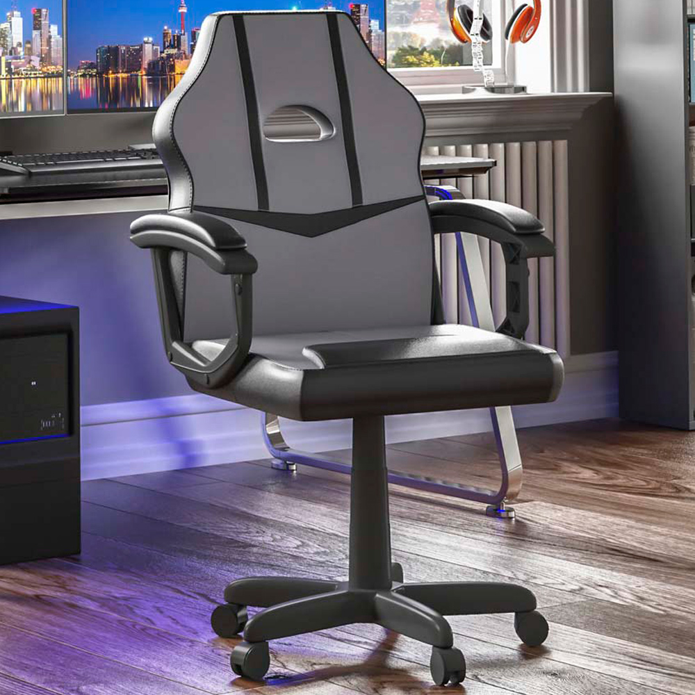 Vida Designs Comet Grey and Black Swivel Office Chair Image 1