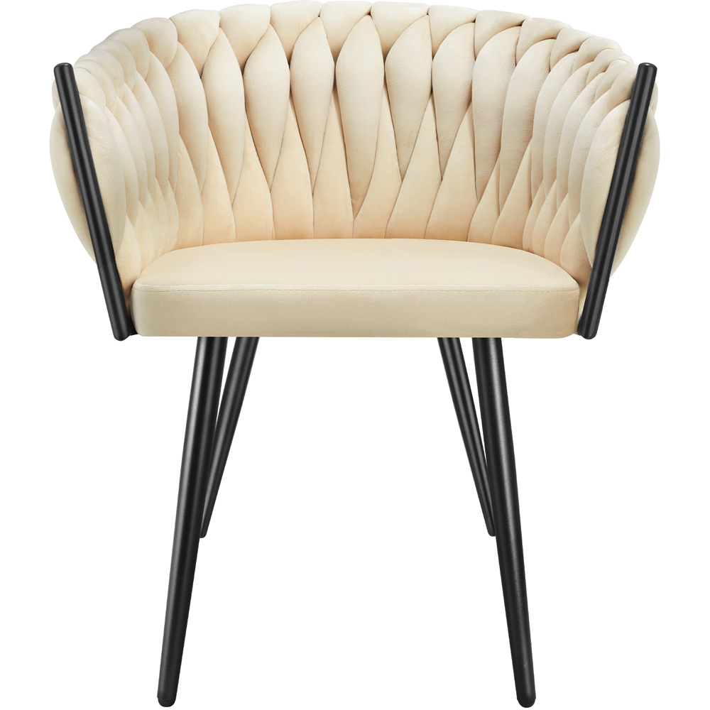 tectake Astano Set of 6 Sand Velvet Padded Knot Design Dining Chair Image 6