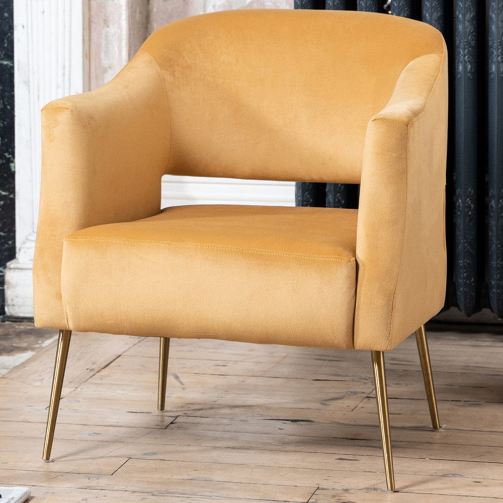 Artemis Home Hobson Yellow Velvet Accent Chair Image 1