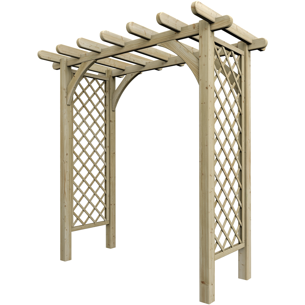 Rowlinson Cheltenham Grand 7 x 4ft Natural Wooden Garden Arch with Lattice Sides Image 2