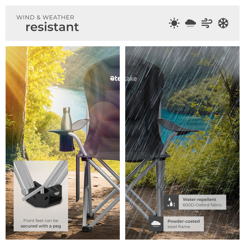 tectake Set of 2 Foldable Camping Chair MTX with Side Pocket Image 7