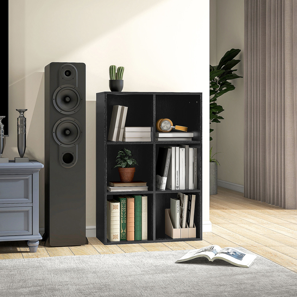 Portland 6 Storage Shelf Black Bookcase Image 4