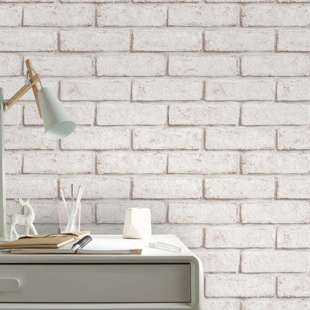 Superfresco Easy Brick White and Red Wallpaper Wilko