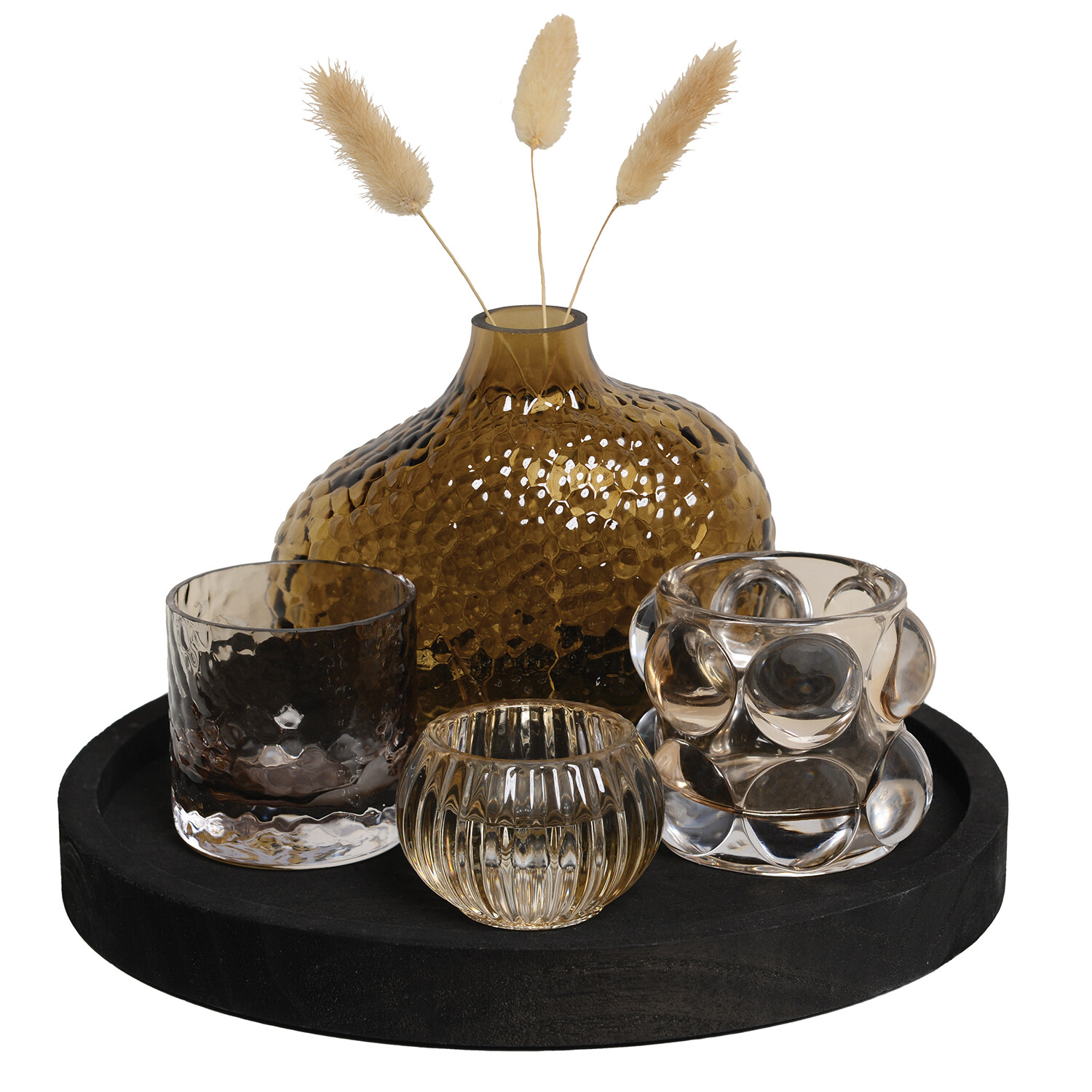 Eden Round Candle Tray Brown Image 2