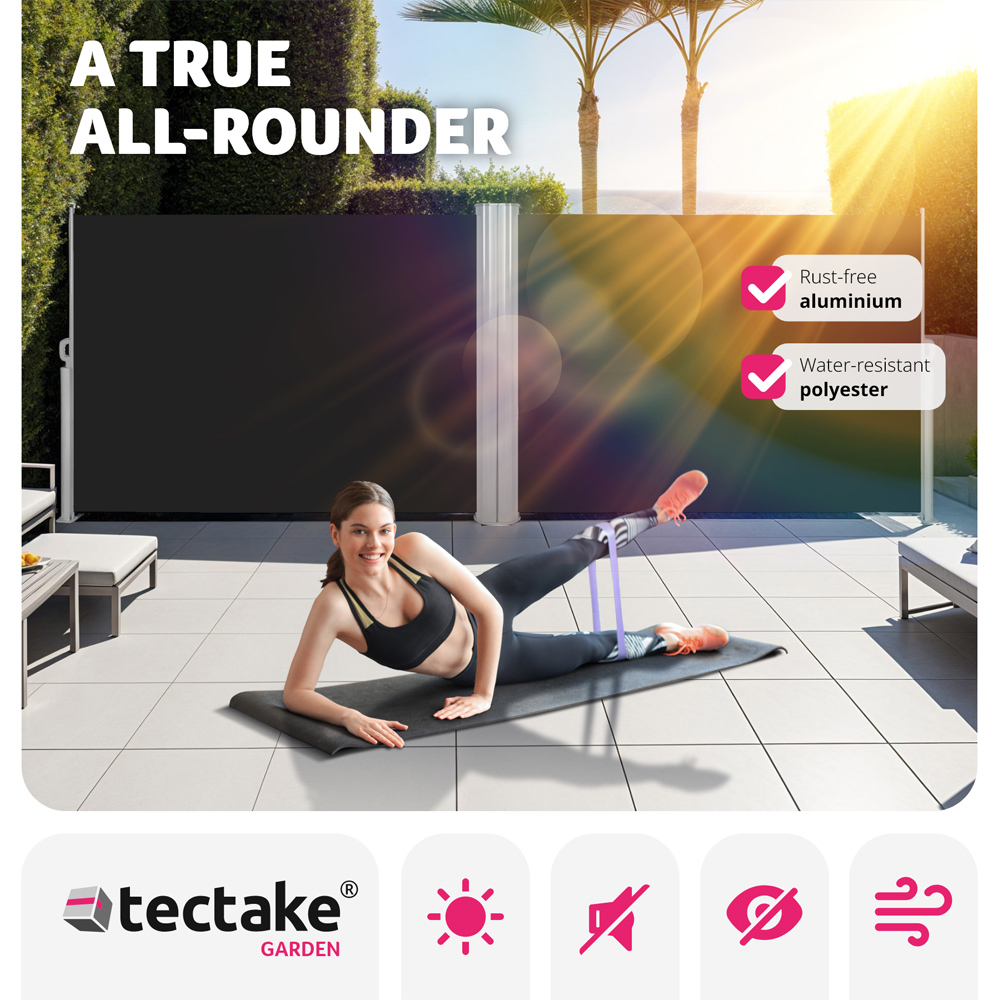tectake Black Double Sided Retractable Side Awning 1.8 x 6m Image 8