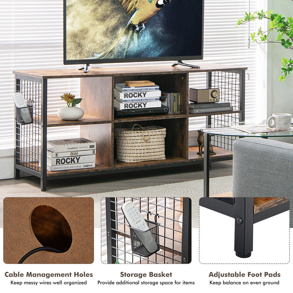 Costway Rustic Brown TV Unit Image 7