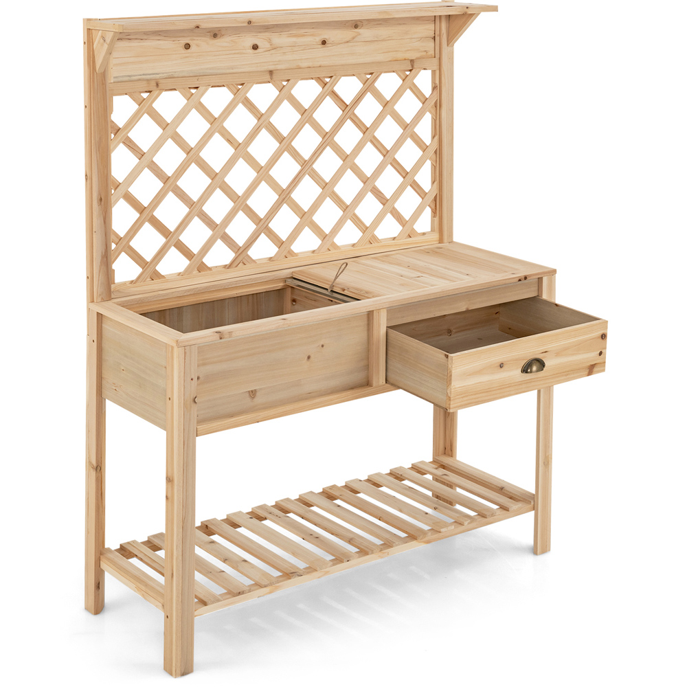 Costway 2 Drawer Garden Potting Bench Table with Open Shelf Image 1