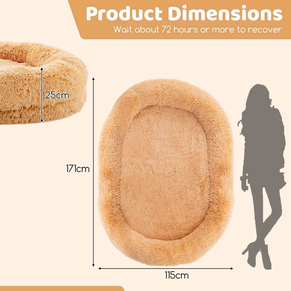 Costway Brown Human Dog Bed with Soft Blanket and Plump Pillow Image 9