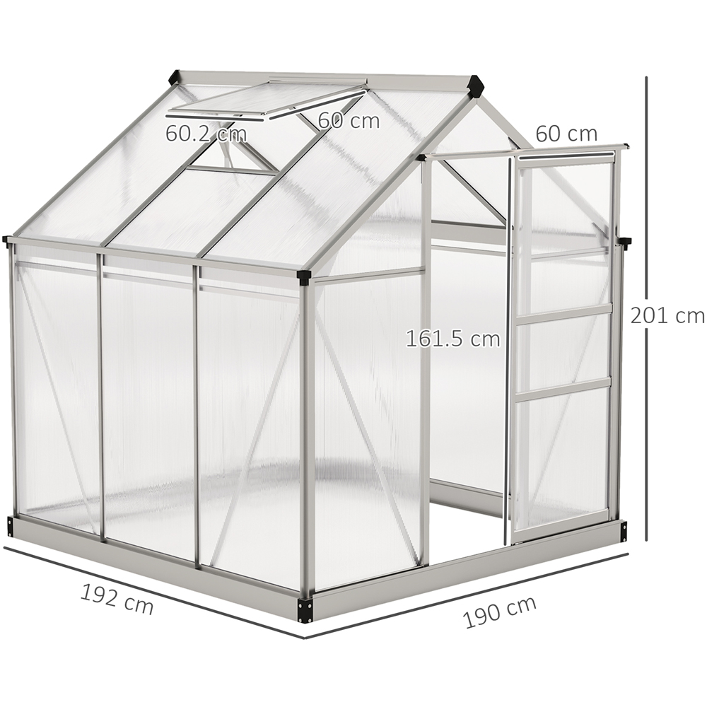 Outsunny Aluminium Polycarbonate 6 x 6ft Walk-in Greenhouse Image 9
