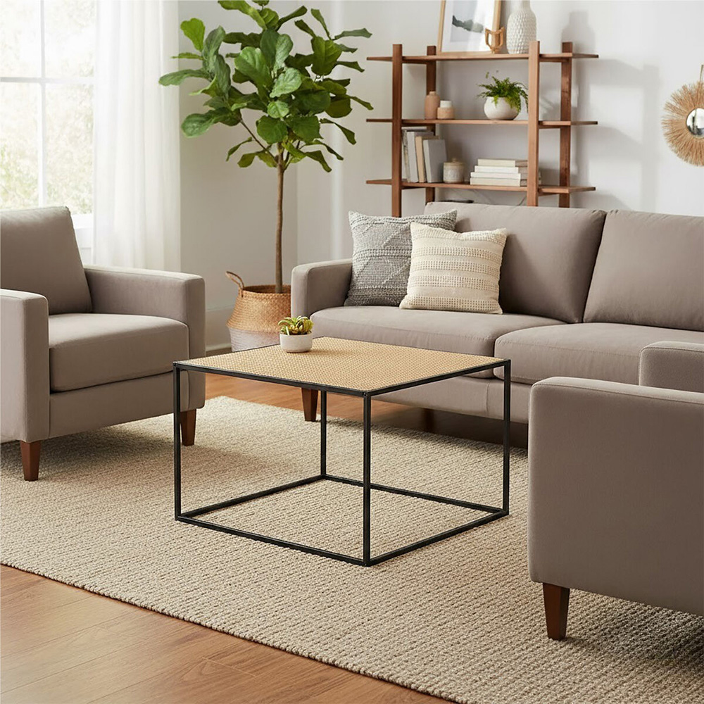 Premier Housewares Natural Rattan Top Coffee Table Image 4