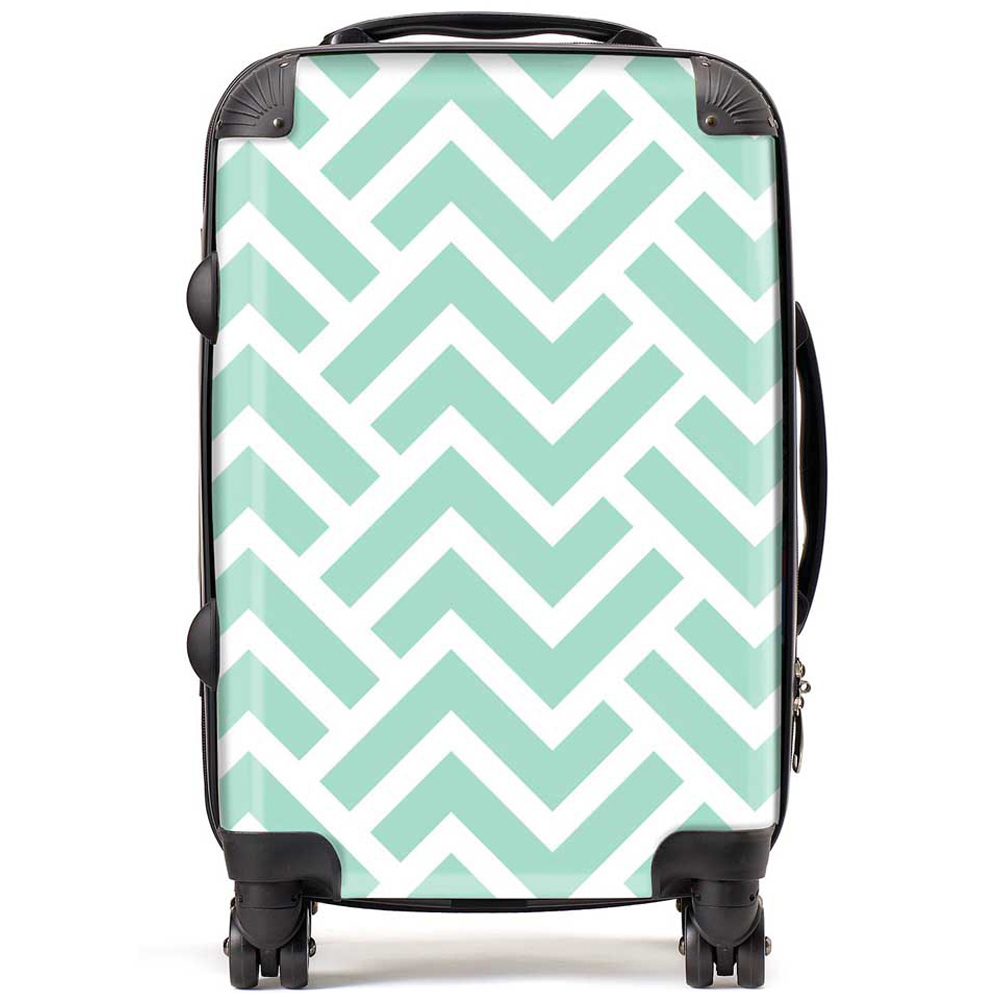 Warren Reed Designer Cabin Green Geometric Pattern Suitcase Image 1