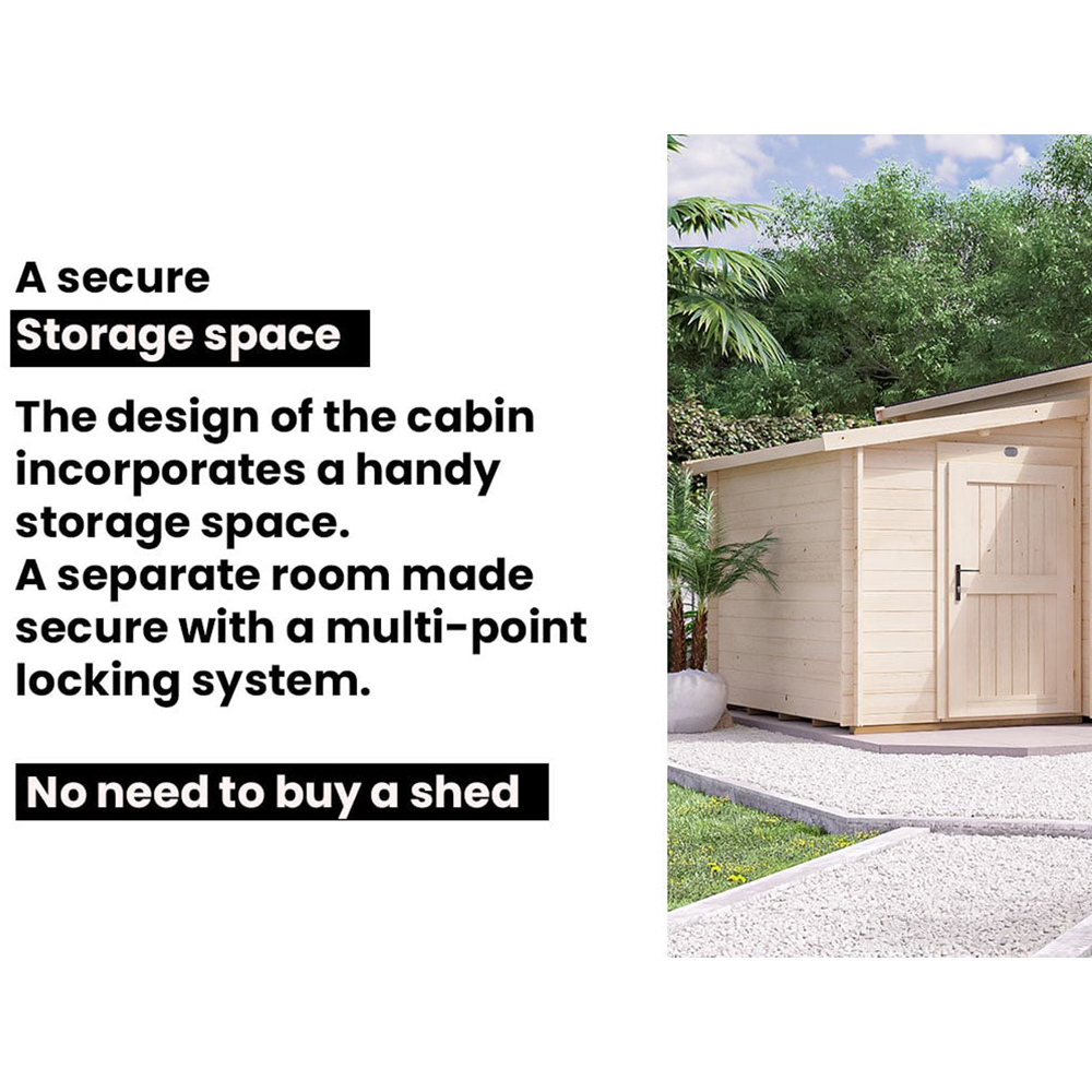 Dunster House Terminator 18 x 10ft Brown Garden Pent Log Cabin Office with Storage Room Image 4