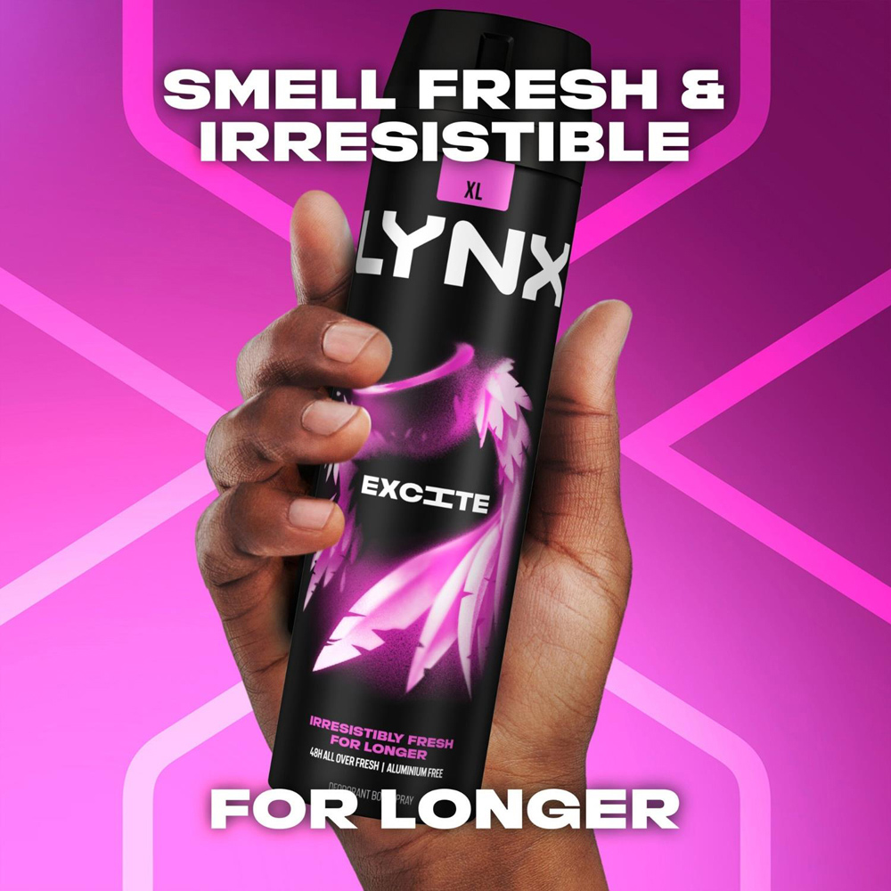 Lynx XL Excite Coconut and Black Pepper 48H Sweat Protection Deodorant Body Spray 200ml 3 Pack Image 9