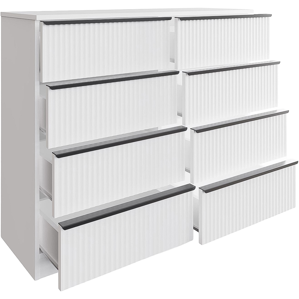 FWStyle Lania 8 Drawer White Scalloped Ripple Effect Chest of Drawers Image 3