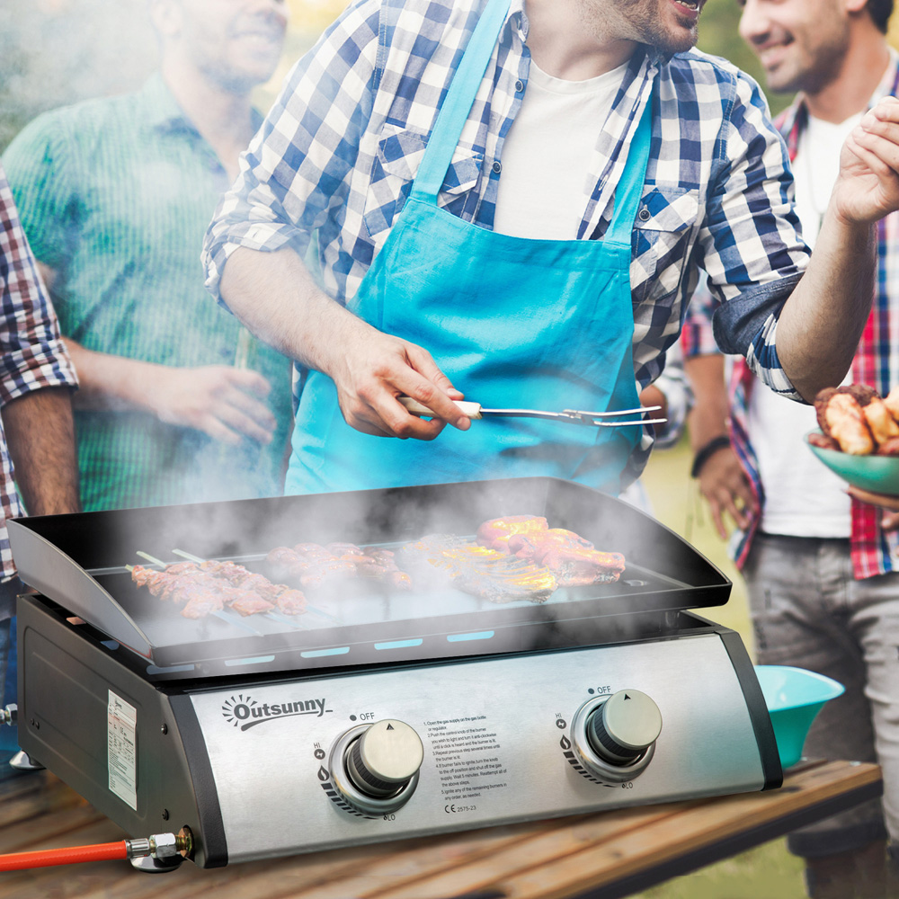 Outsunny Black 2 Burner Tabletop Gas Plancha Grill Image 2