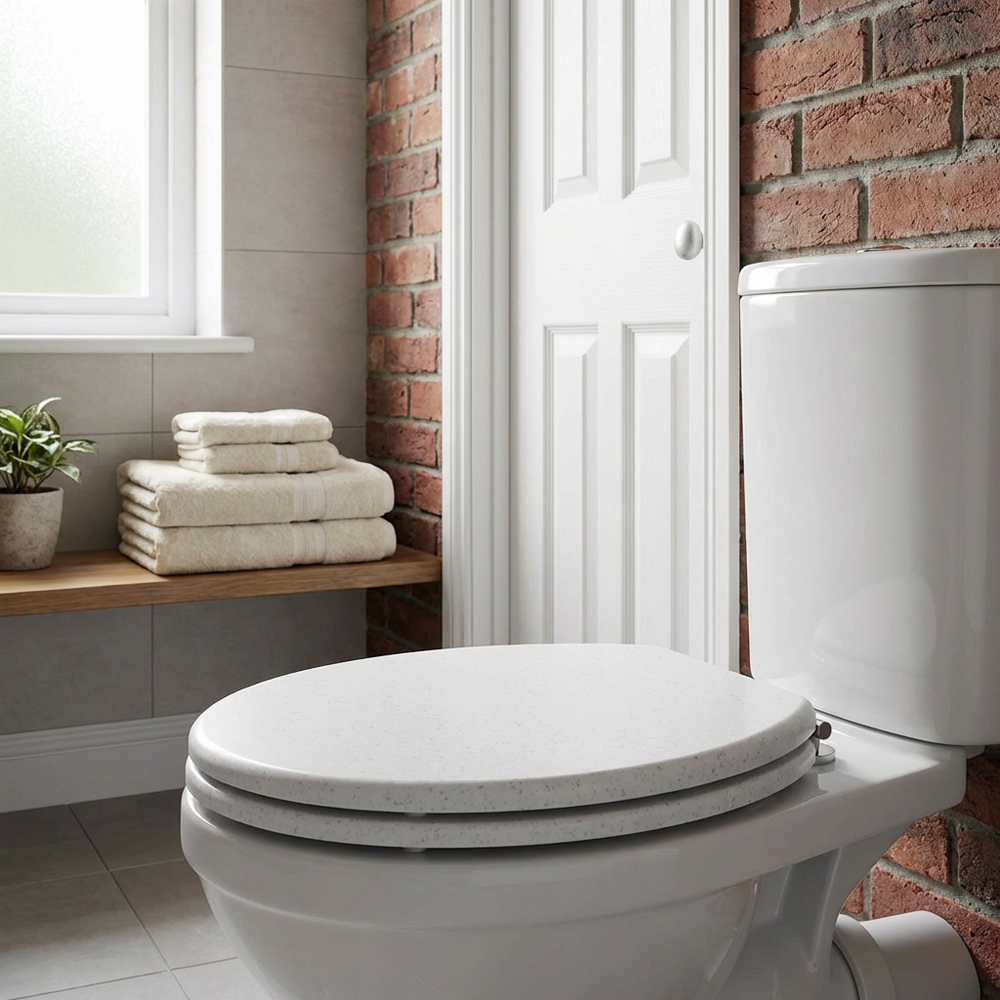 White Terrazzo Effect Toilet Seat Image 6