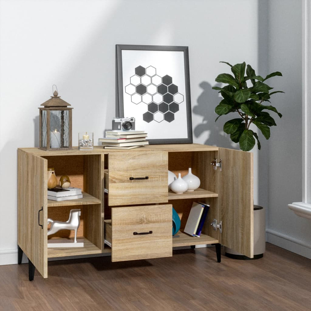 vidaXL 2 Door 2 Drawer Sonoma Oak Sideboard Image 7