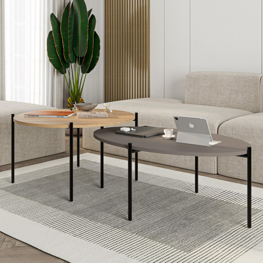 Decortie Odelia Sapphire Oak Nest of Tables Set of 2 Image 1