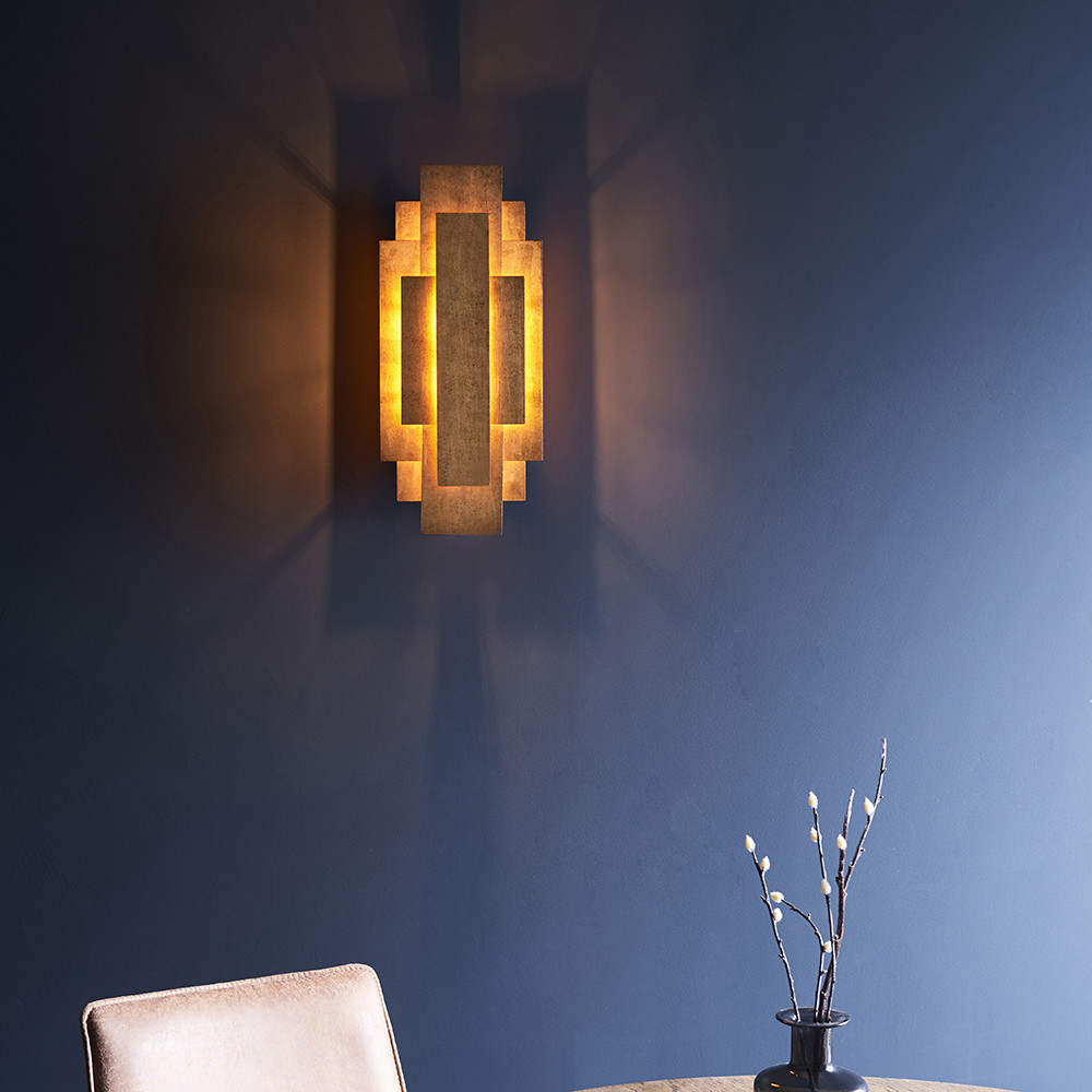 Merano Forli Antique Gold Leaf 2 Light Wall Lamp Image 5