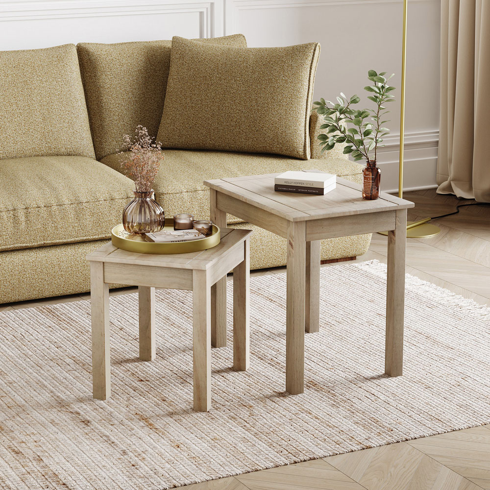 Vida Designs Panama Pine Nest of Tables Set of 2 Image 3