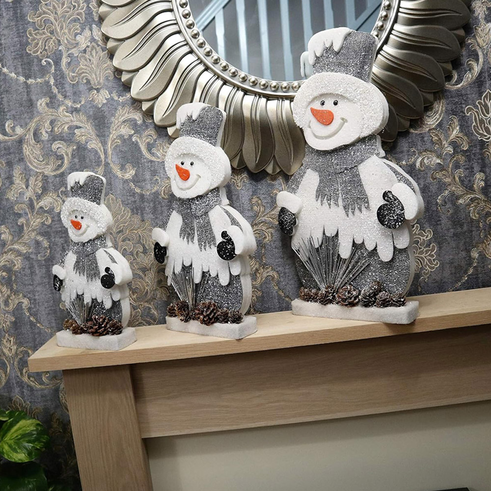 Shatchi Grey Snowman Glitter Foam Figurine Christmas Decoration 42cm Image 2