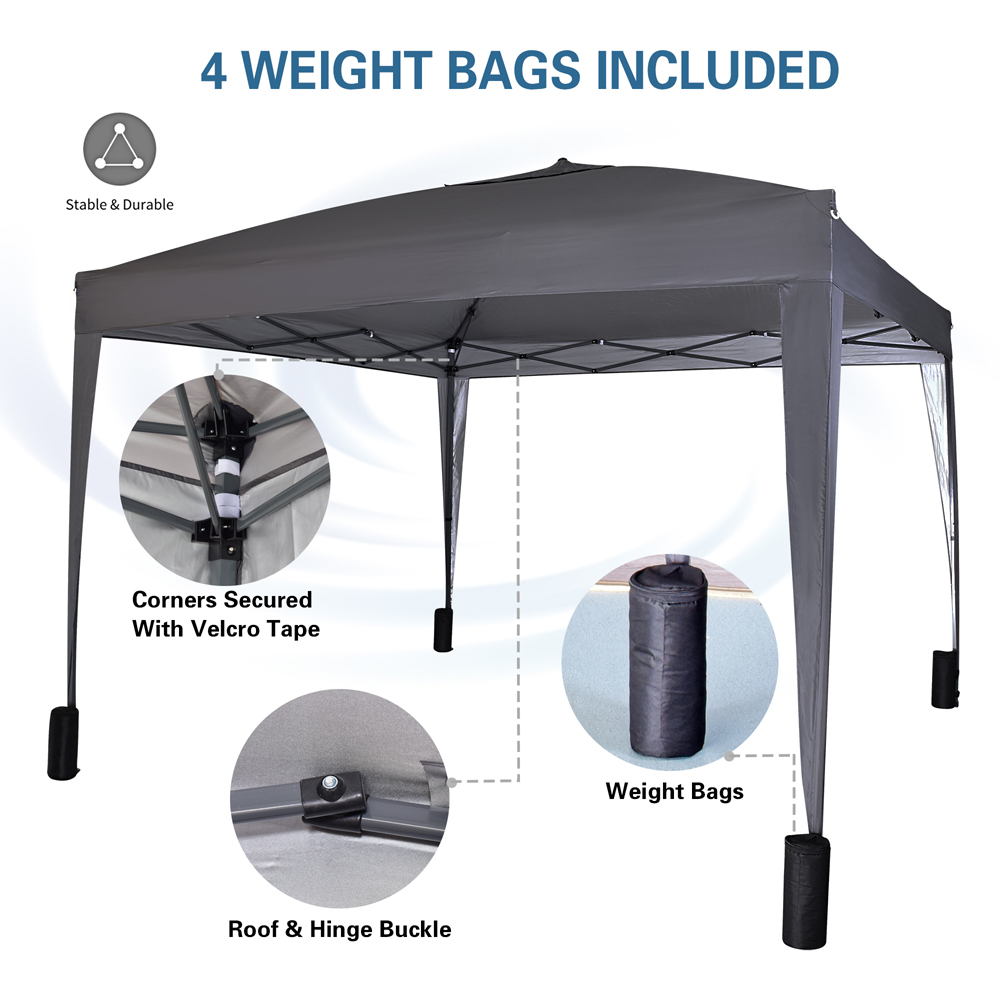 Grey Pop Up Outdoor Canopy Tent with Removable Sidewalls 3 x 3m Image 6