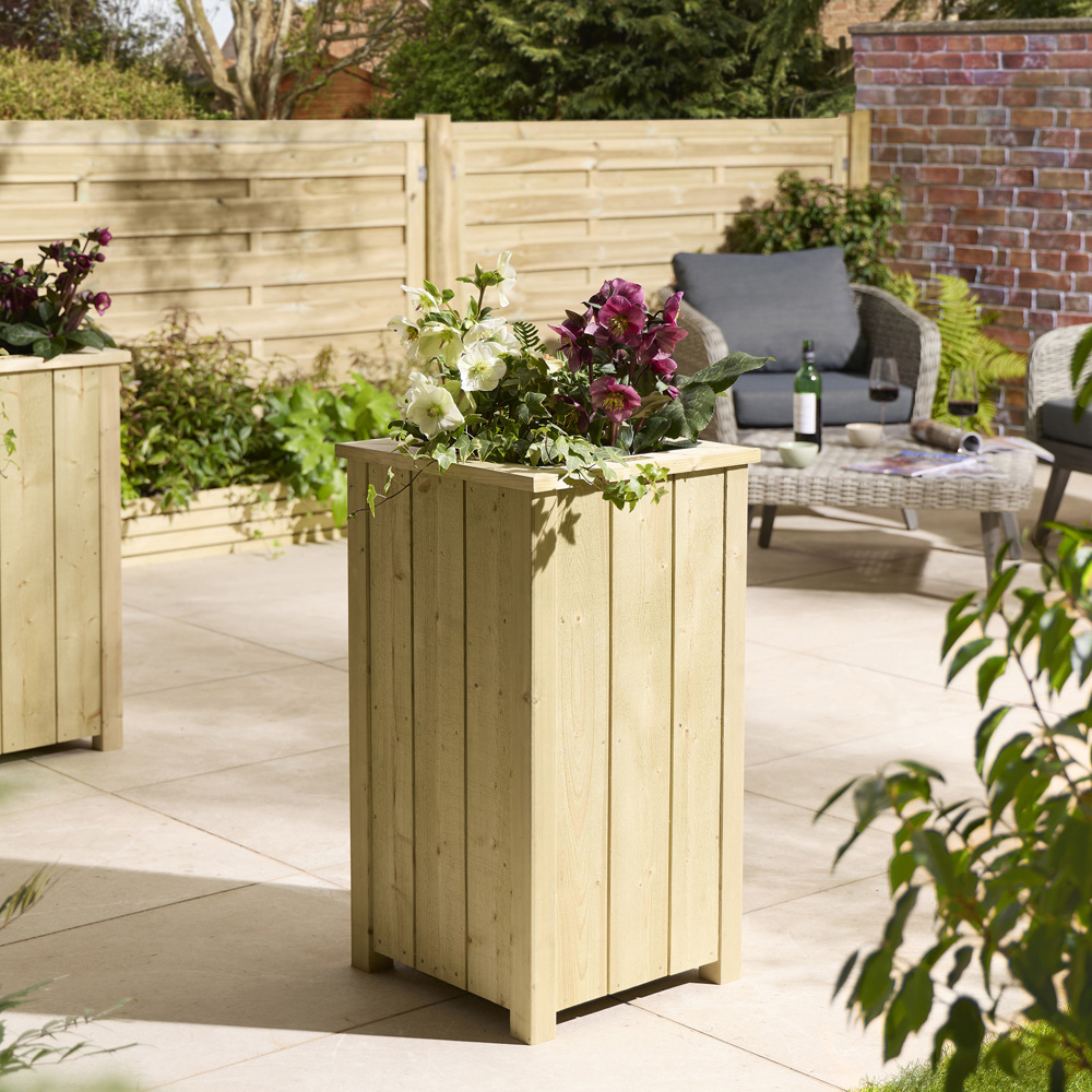 Rowlinson Signature Heritage Natural Wooden Tall Garden Planter 78 x 43 x 43cm Image 2