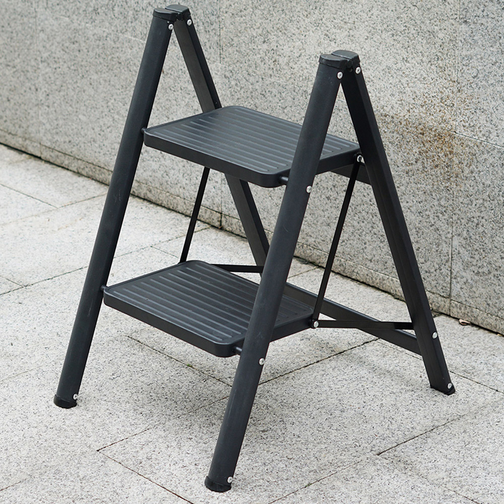 Gr8 Home 2 Step Black Folding Non Slip Heavy Duty Carbon Steel Ladder Image 5