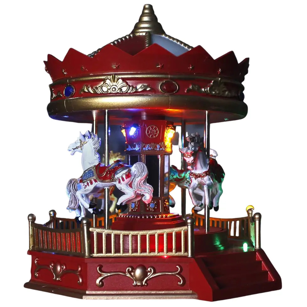Marco Paul LED Christmas Horse Carousel Decoration Ornament with Music Image 1