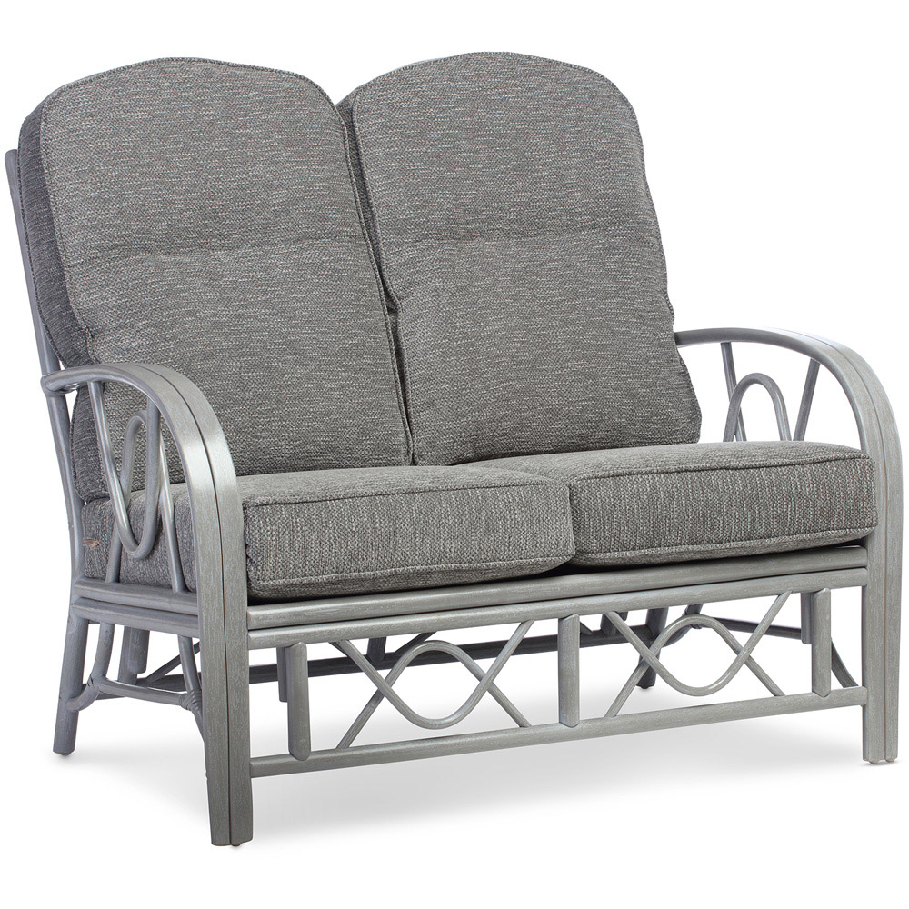 Desser Bali 2 Seater Slate Grey Fabric Natural Rattan Sofa Image 2