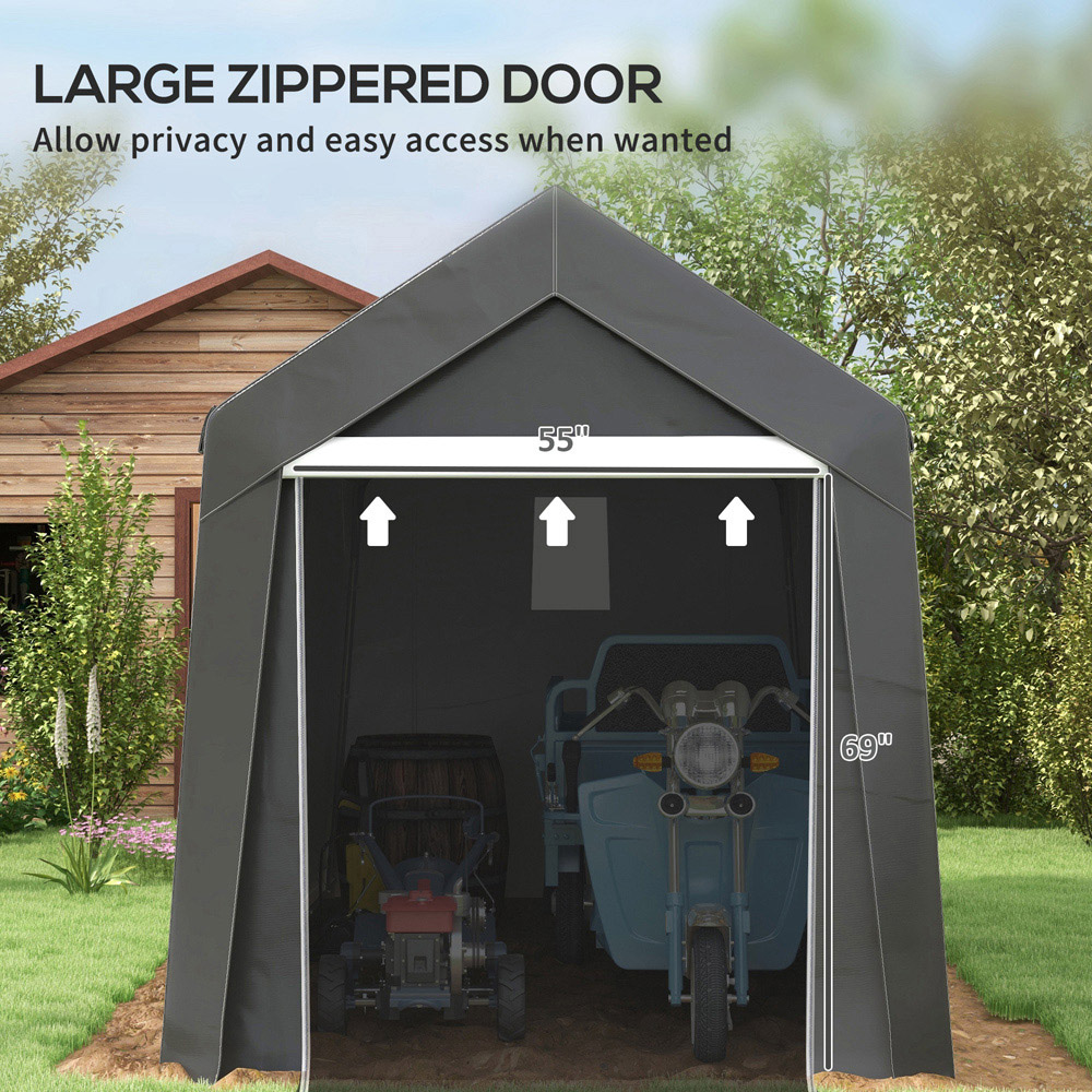Outsunny 6.88 x 11.81ft Dark Grey Portable Shed Image 6