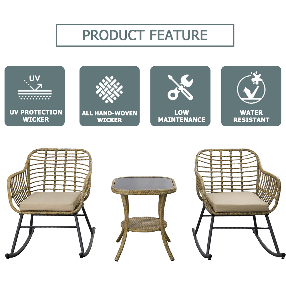 Furniture One 2 Seater Rattan Garden Rocking Lounge Set Image 4