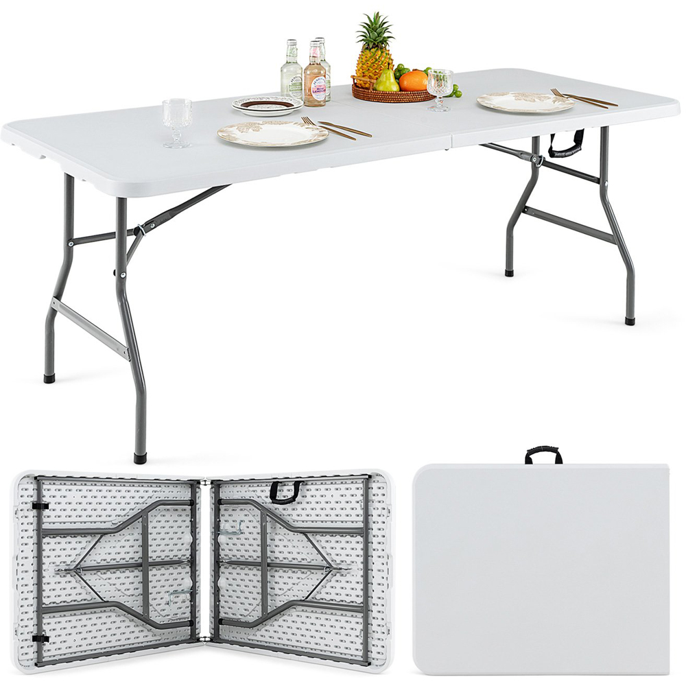 Costway Plastic Folding Dining Table with Metal Legs Image 2