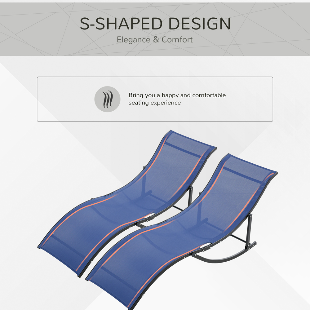 Outsunny Set of 2 Blue S Shaped Foldable Recliner Sun Lounger Image 6