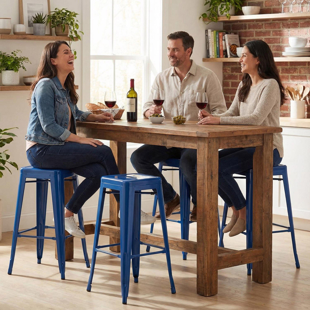 FWStyle Blue Gloss Metal Bar Stool 4 Pack Image 5