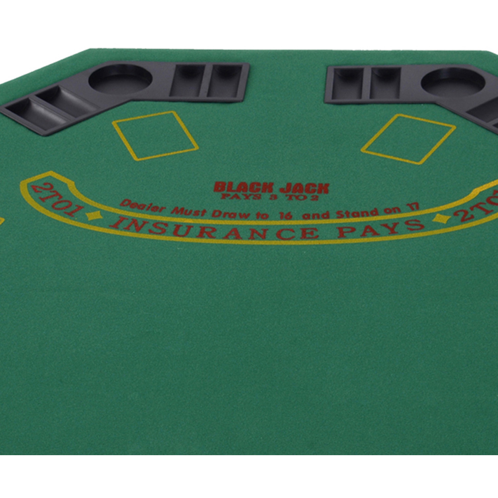 HOMCOM 8 Player Green Foldable Hexagonal Poker Table with Chips and Cup Holder Image 3