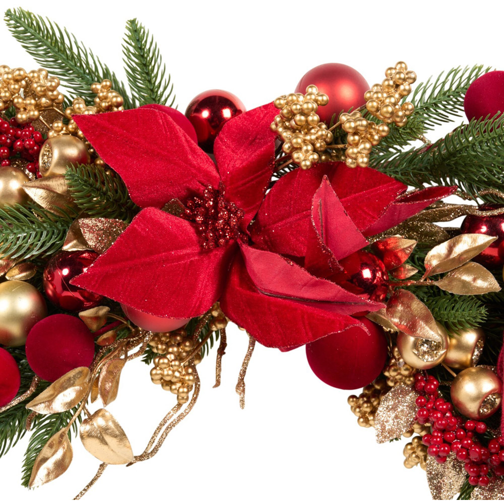 Noel Ribbon Poinsettia Swag Image 4