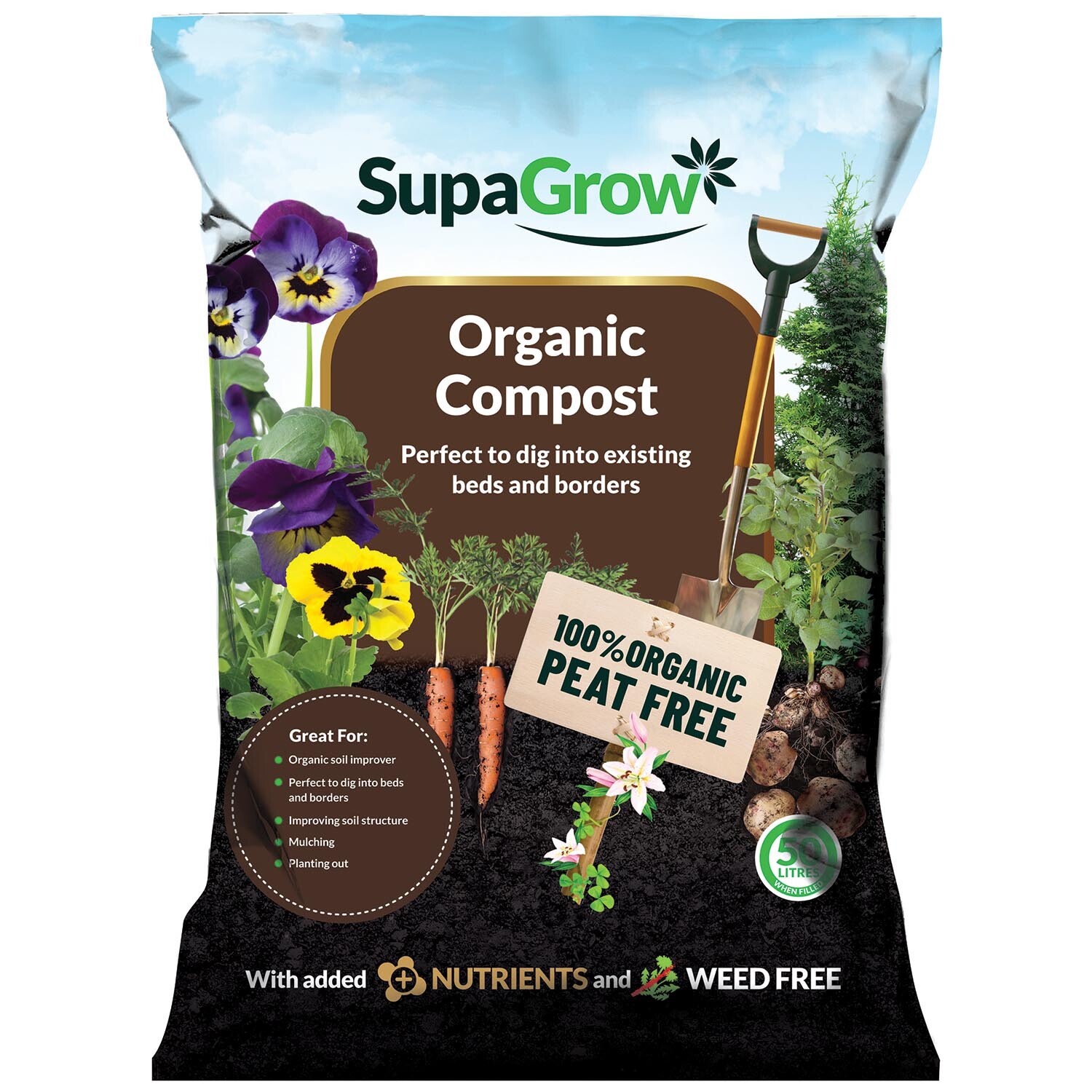 SupaGrow Organic Garden Compost 50L Image