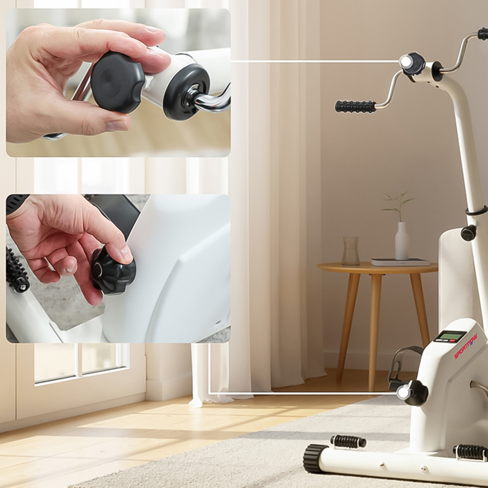 SPORTNOW White Seated Pedal Exerciser with Dual Massage and LCD Display Image 7