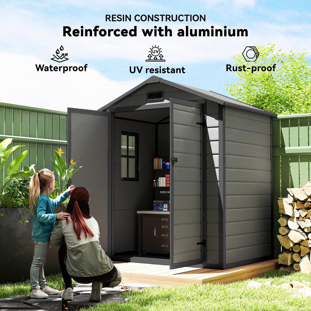 Outsunny 6 x 4.5ft Grey Apex Garden Tool Shed Image 5