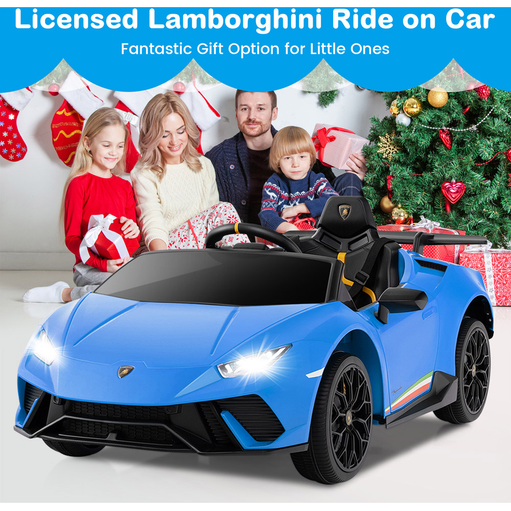 Costway Blue Kids Ride On Lamborghini Car with Remote Control Image 8