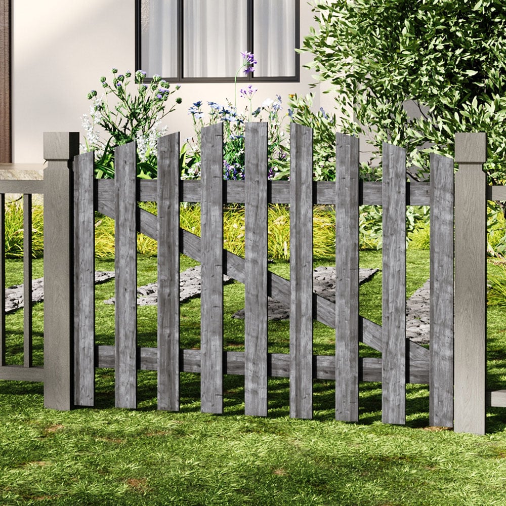 Outdoor Minimalist Grey Wooden Fence Gate, 90 x 120 x 2.5cm Image 2