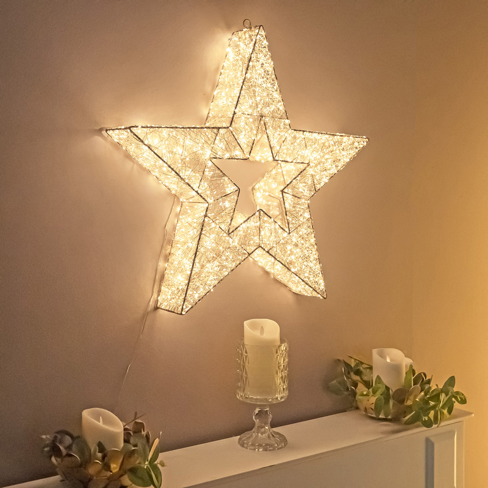 The Christmas Centre 6000 Warm White LED Micro Lights Pre-Lit Gold Light-Up Star 57cm Image 4