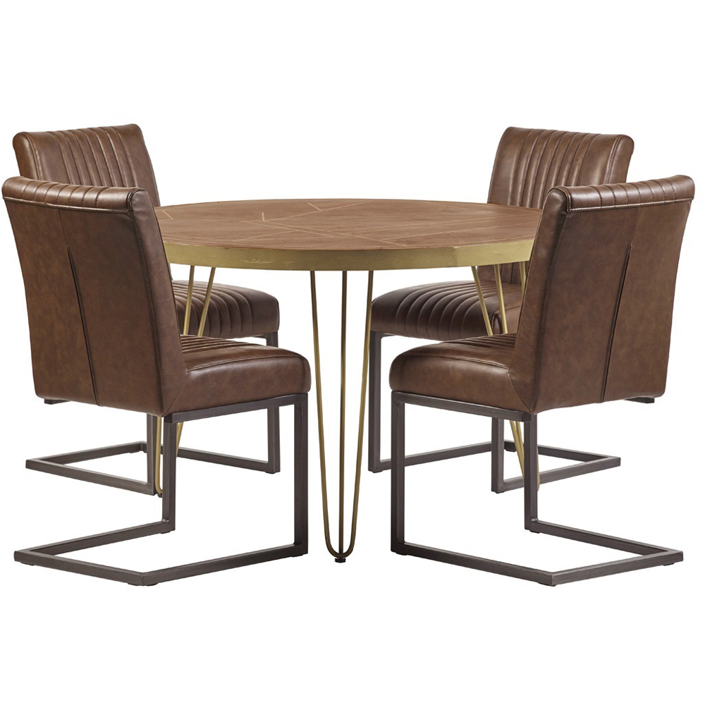 Brooklyn Ozella 4 Seater Dark Gold Round Dining Table Image 3