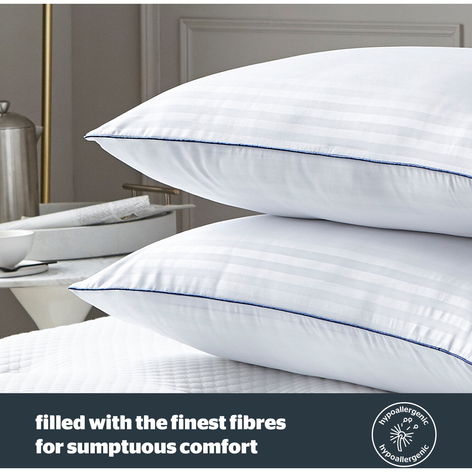 Silentnight Hotel Collection Embossed Pillow 48 x 70cm 2 Pack Image 5